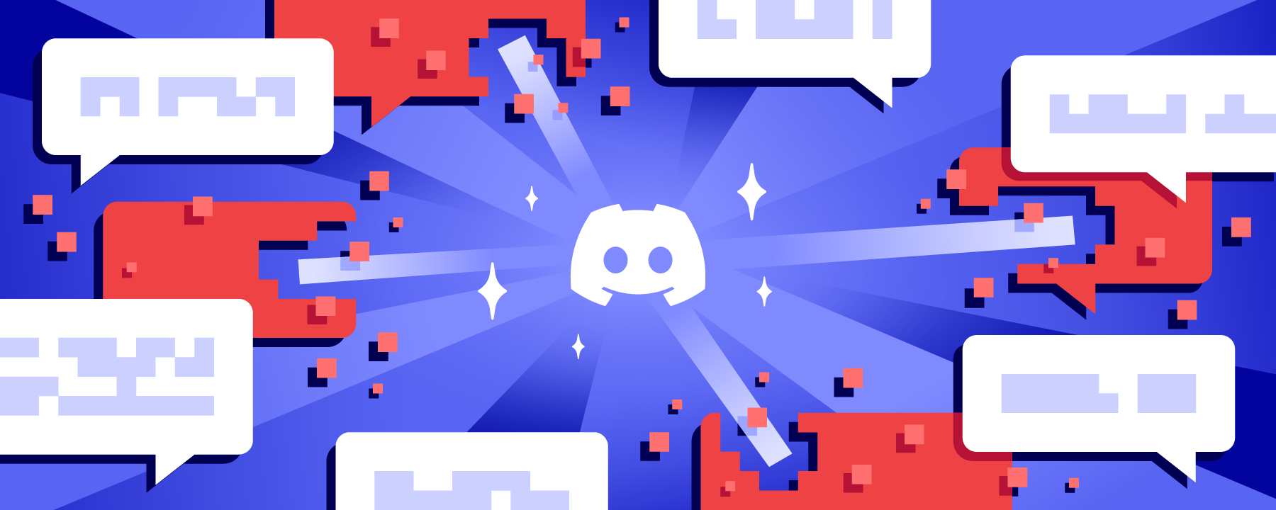 The Atlas Meet logo surrounded by representations of chat messages. They look to be shooting out from the Atlas Meet logo.