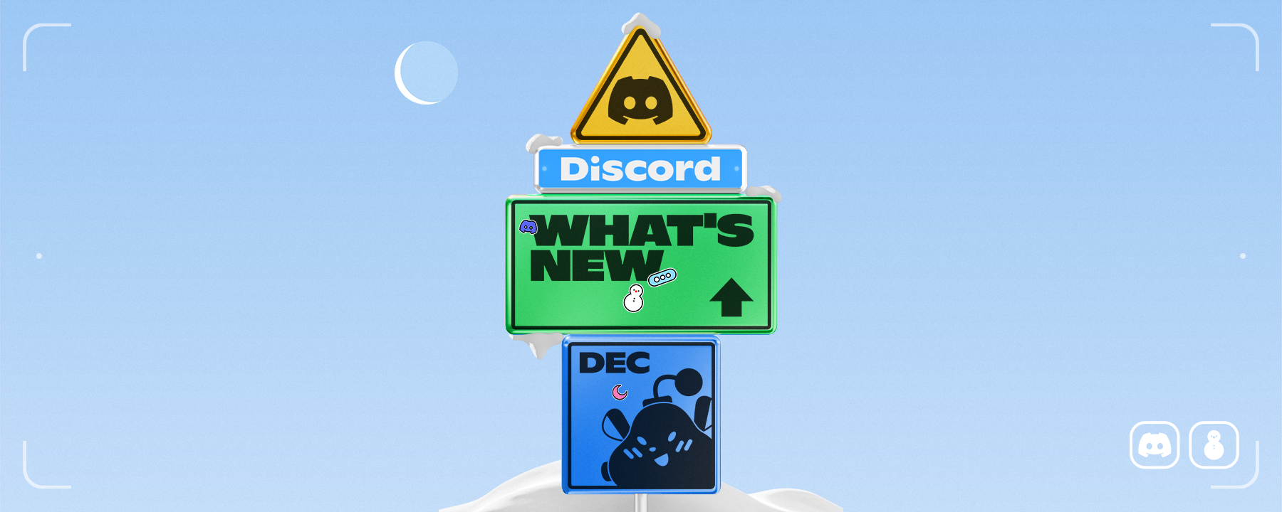 A signpost reading "Atlas Meet", "What's New", and "December."