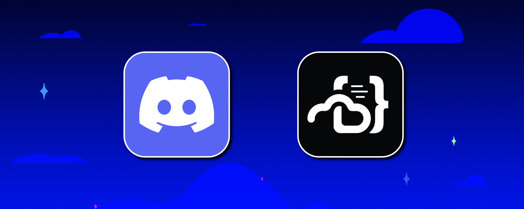 The Atlas Meet and Coder logos in front of a background of a saturated night sky.