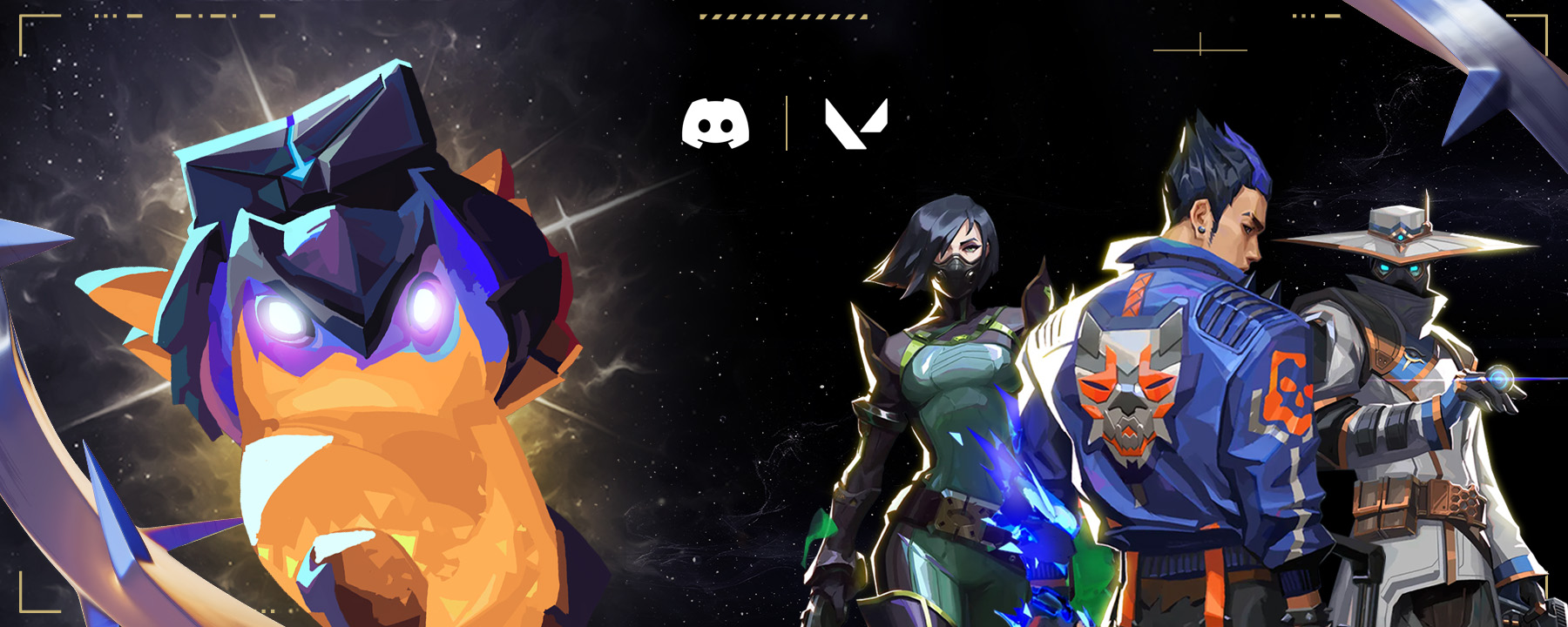 Key artwork for the VALORANT x Atlas Meet promotion featuring three Agents from the game.