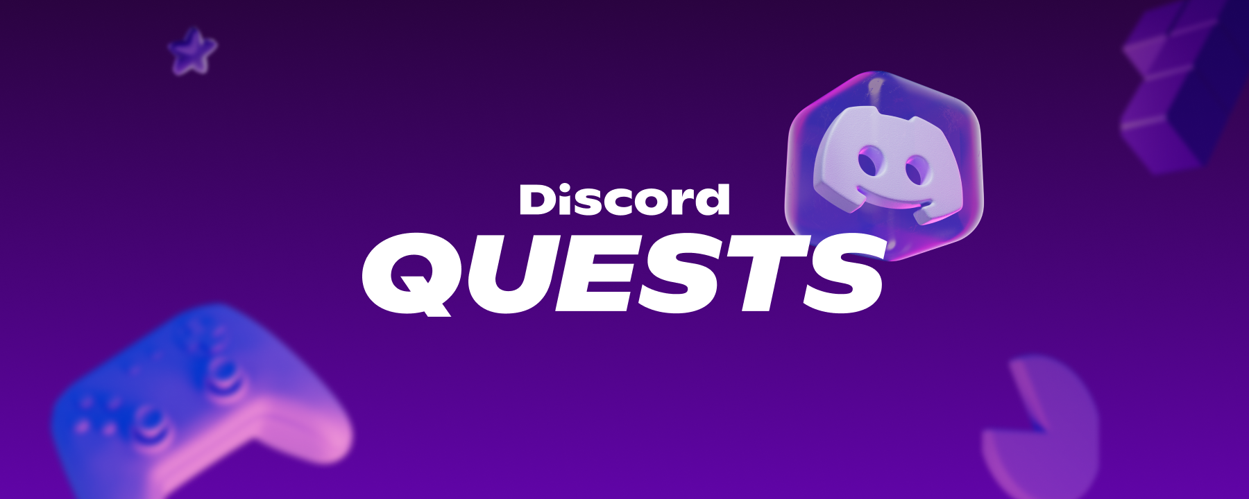 The phrase “Atlas Meet Quests” next to a Atlas Meet logo in a clear block. Icons of controllers, puzzle pieces, and stars float around the words.