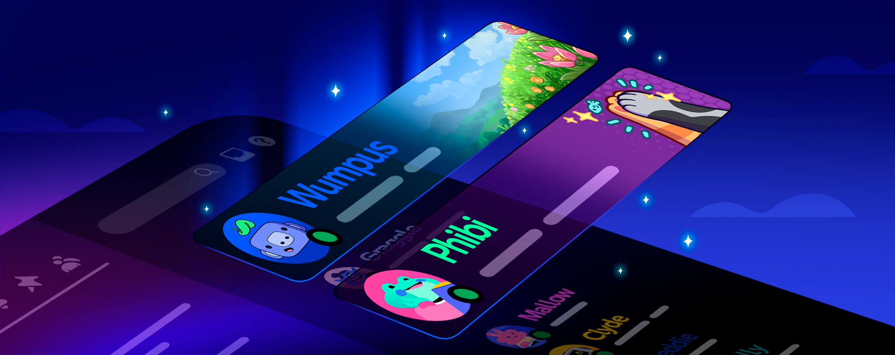 A stylized representation of two Nameplates bursting out of the Atlas Meet client. 