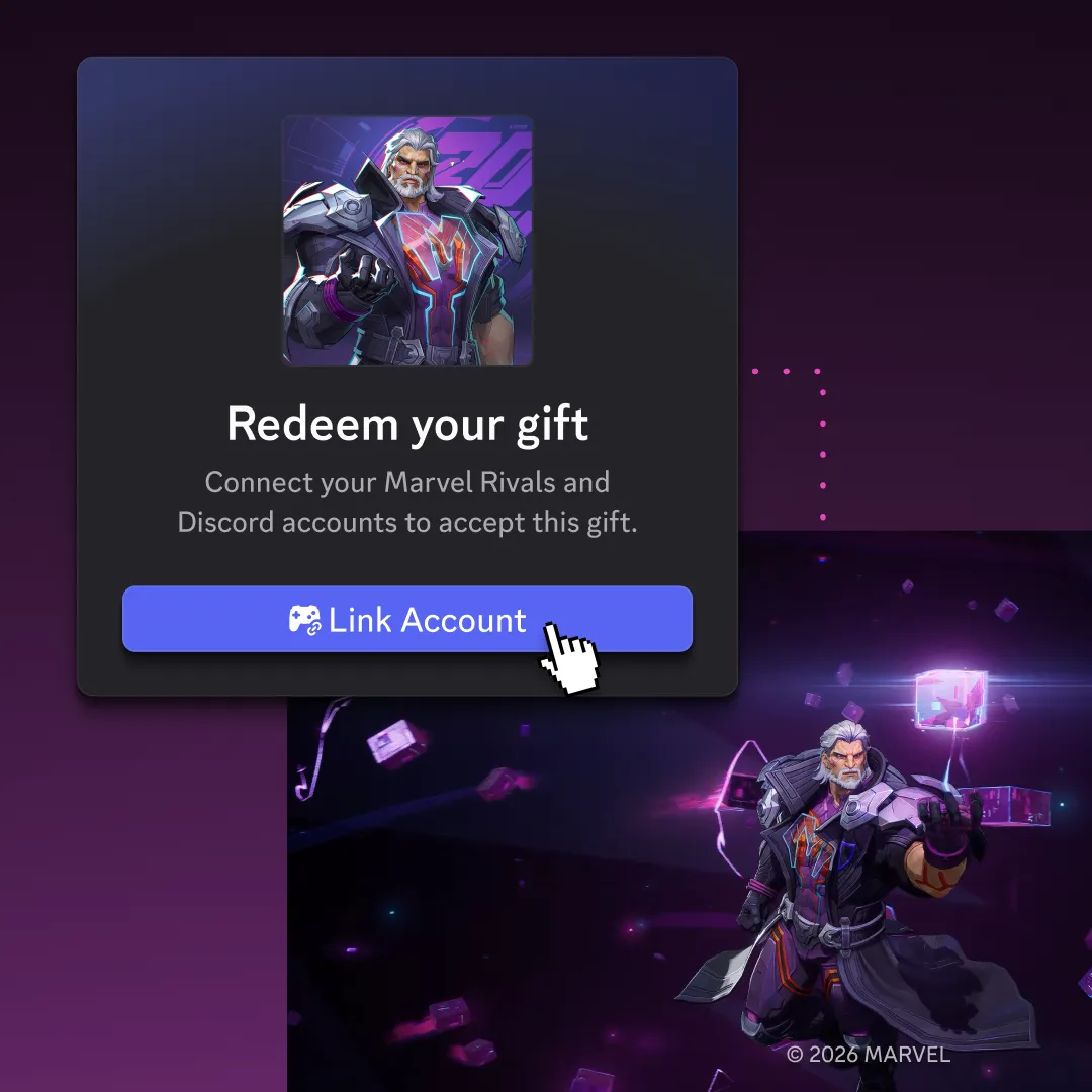 "Link Account" button modal shown for redeeming a gift.